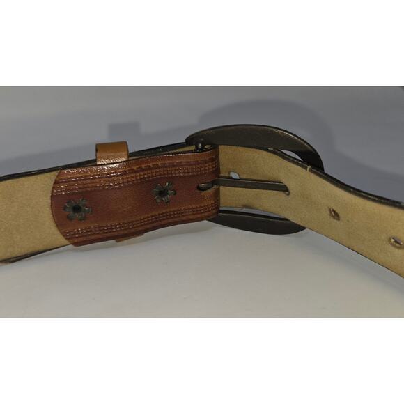 Vintage Lee Jeans Leather Children's Belt Pair Black Brown 28 Inch Slide Buckle - Picture 9 of 16